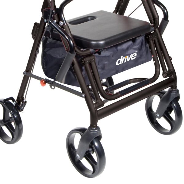 Drive Duet 4-Wheel Rollator and Transport Chair with Adjustable Height, Folding Aluminum Frame, Black - Image 3