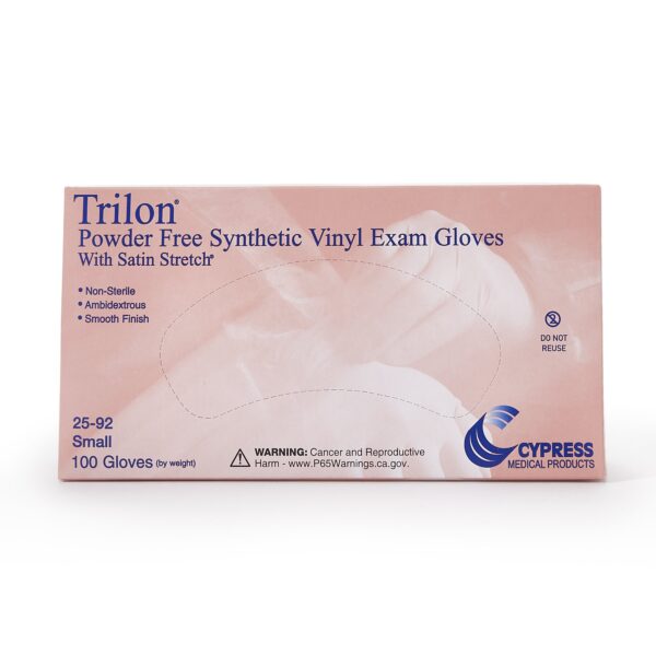 Trilon Small Vinyl Exam Gloves - NonSterile, Smooth Finish, Clear, Ambidextrous - Image 3