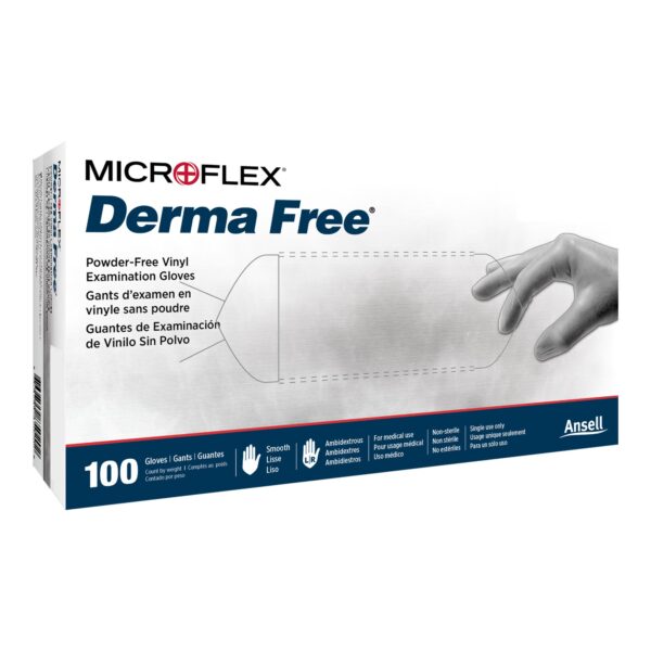 Derma Free Exam Gloves XL - NonSterile Vinyl, Clear, 9-inch Cuff, Smooth Surface