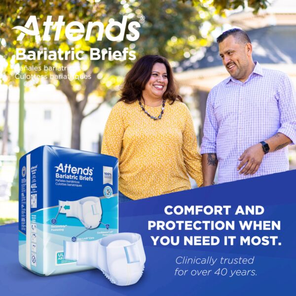 Attends Bariatric 4X-Large Unisex Adult Incontinence Brief with SecureGrip Fastening - Heavy Absorbency, Part No. DD60 - Image 9