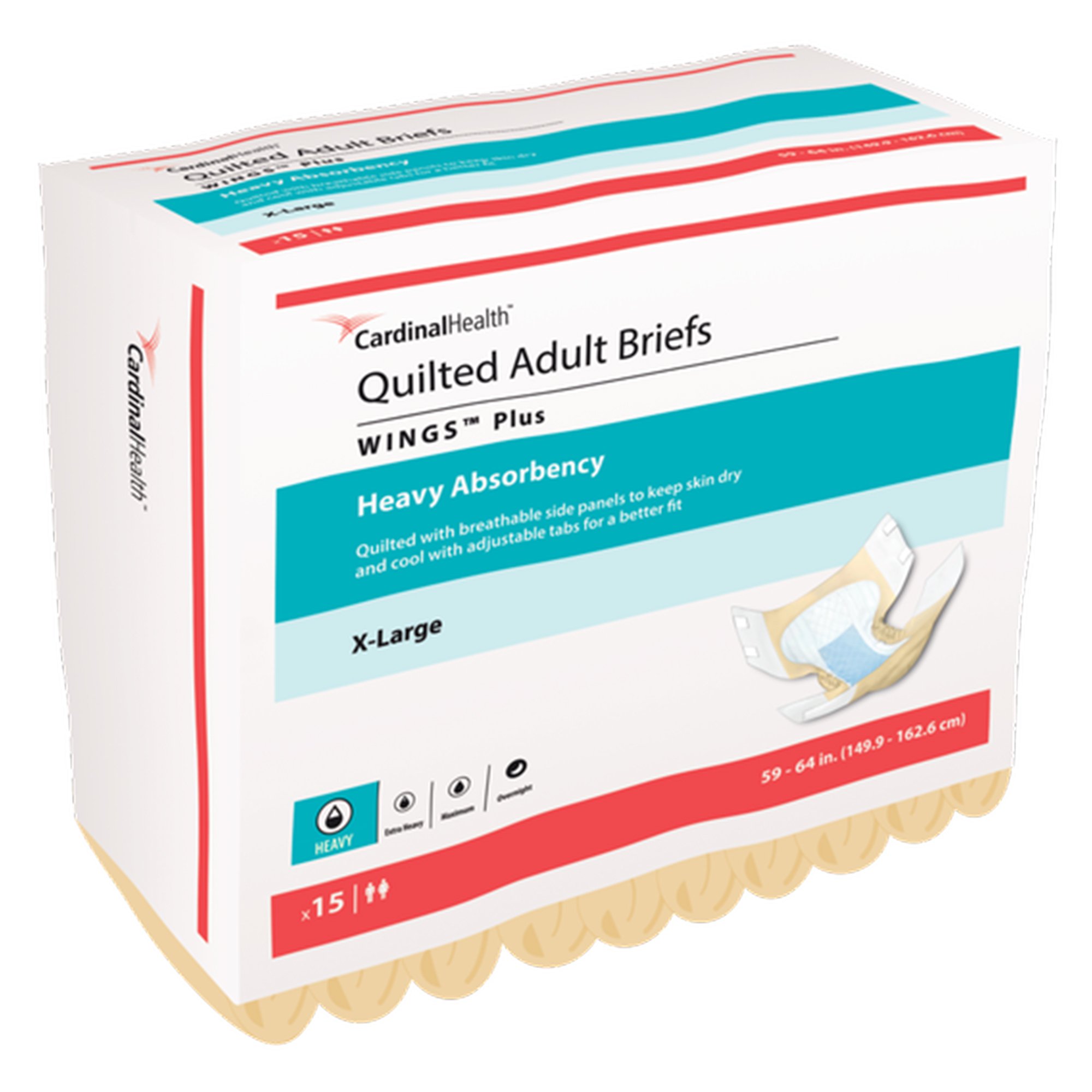 Unisex Adult Incontinence Brief Wings Plus Quilted X-Large by Brand 66035 - Heavy Absorbency for Overnight & Heavy Leakage