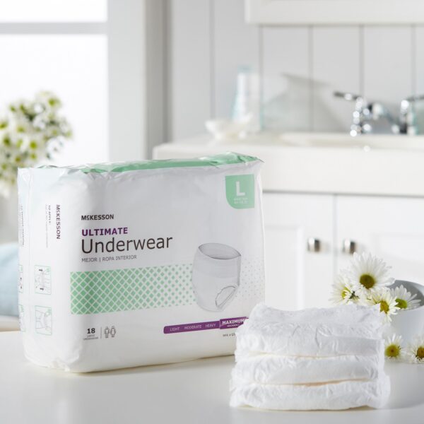 McKesson Unisex Adult Absorbent Underwear, Large, Heavy Absorbency - Tear-Away Sides for Easy Removal - Image 7