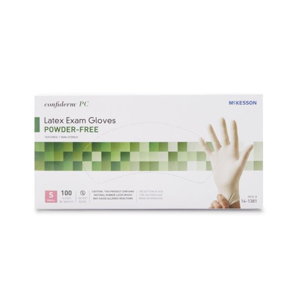 McKesson Confiderm Small Latex Exam Gloves - Fully Textured Ivory, Standard Cuff - Image 5