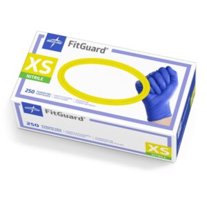 FitGuard X-Small NonSterile Nitrile Exam Gloves by ChemTest - Dark Blue, Textured Fingertips, Standard Cuff, Chemo Tested