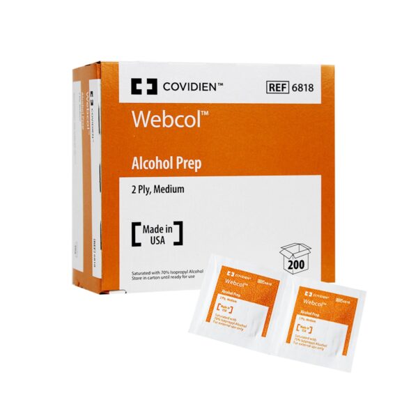 Webcol 6818-1 Alcohol Prep Pads - 70% Isopropyl Alcohol, Individually Wrapped Sterile Packets
