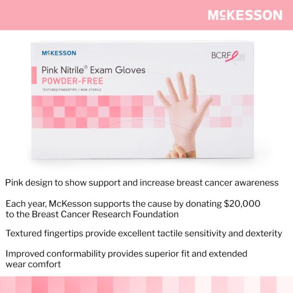 McKesson Pink Nitrile Exam Gloves - Small, Non-Sterile, Textured Fingertips, Standard Cuff Length - Image 4