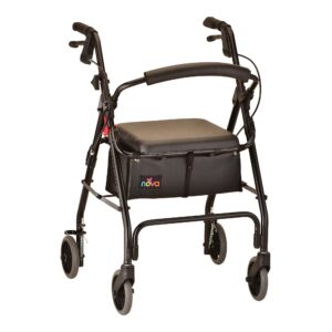GetGO Classic Black 4 Wheel Rollator with Adjustable Height and Folding Aluminum Frame by Drive Medical (Part No. 4202CBK)