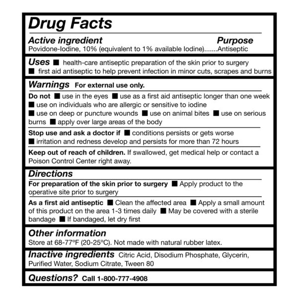 McKesson Skin Prep Solution 16 oz. Povidone-Iodine Antiseptic with Flip-Top Bottle - Image 2
