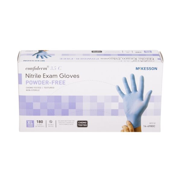 McKesson Confiderm 3.5C X-Large Nitrile Exam Gloves - Non-Sterile, Chemo Tested, Textured Fingertips - Image 6