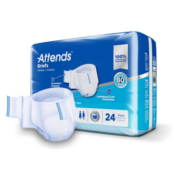 Attends Advanced Medium Unisex Adult Incontinence Brief - Heavy Absorbency, DDC20 - Image 2