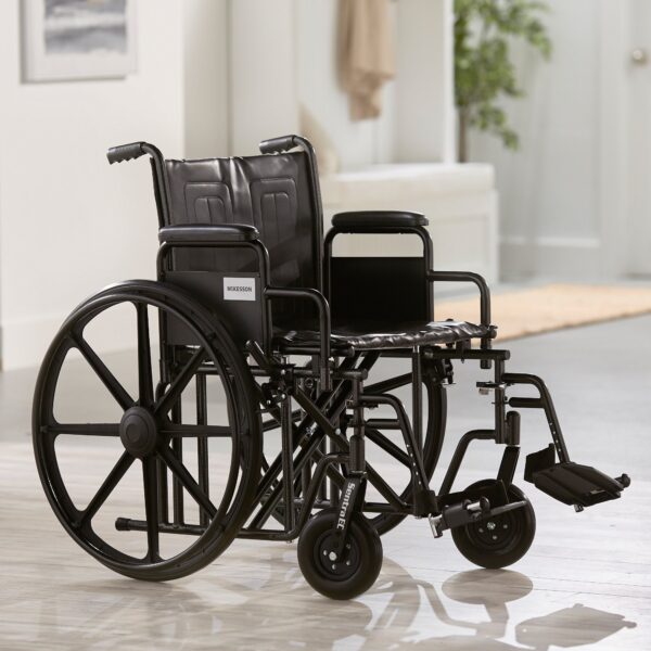 McKesson Bariatric Wheelchair with 22-Inch Seat Width, Dual Axle, Detachable Desk Arm, and Swing-Away Footrest - Image 4