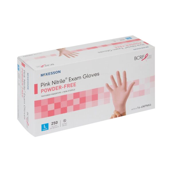 McKesson Pink Nitrile Exam Gloves Large - NonSterile, Textured Fingertips, Standard Cuff Length - Image 6