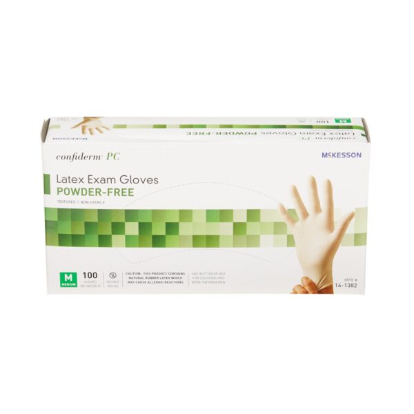 McKesson Confiderm Medium Non-Sterile Latex Exam Gloves with Standard Cuff and Fully Textured Exterior - Image 5