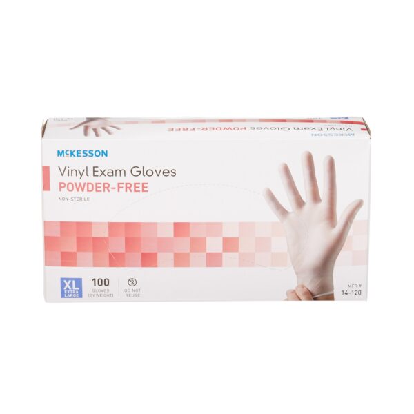 McKesson X-Large Non-Sterile Clear Vinyl Exam Gloves - Standard Cuff, Smooth Finish - Image 5