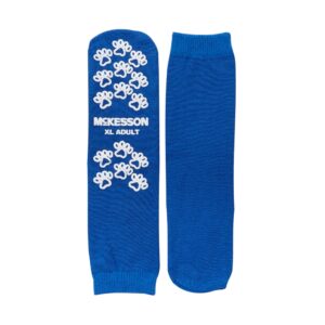 McKesson Terries Unisex Adult Extra Large Slipper Socks with Safety Tread in Kingfisher Blue, Part Number 40-3816