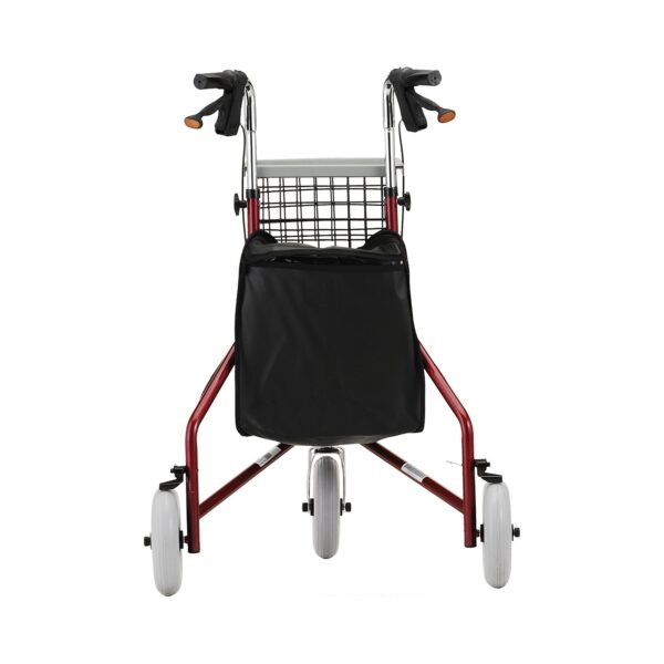 3 Wheel Rollator Traveler Red by Brand * Adjustable Height Folding Aluminum Frame, 250 lb Capacity - Image 2