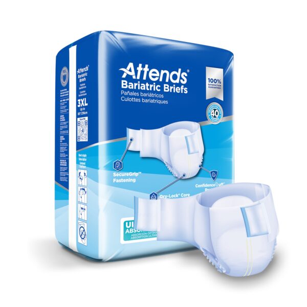 Attends Bariatric 3X-Large Disposable Heavy Absorbency Incontinence Brief - Unisex Adult