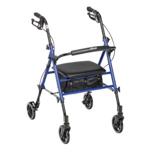 4 Wheel Rollator Drive Blue Adjustable Height Folding Aluminum Frame - RTL10261BL by [Brand Name]