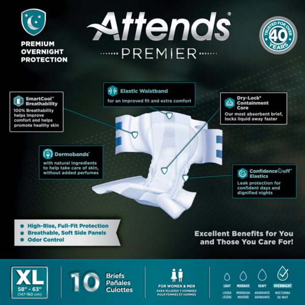 Attends Premier X-Large Unisex Adult Incontinence Brief (Part No. ALI-BR40) - Image 8