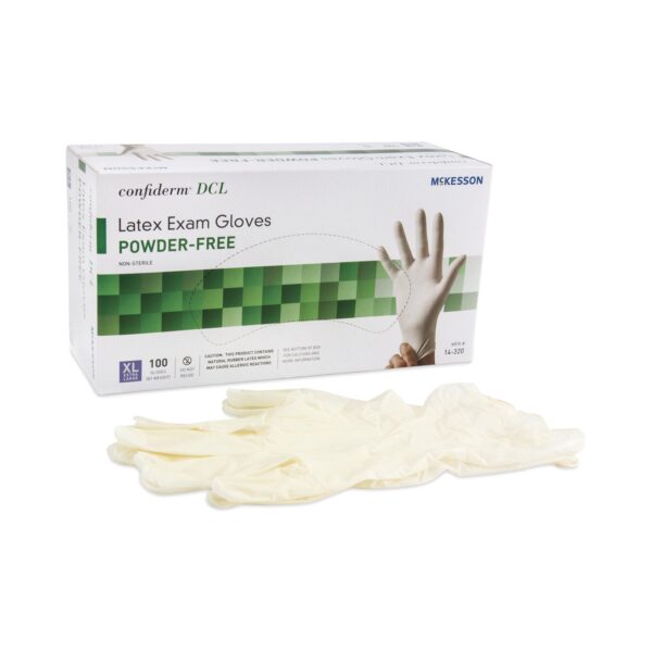 McKesson Confiderm X-Large Non-Sterile Latex Exam Gloves with Standard Cuff and Beaded Design