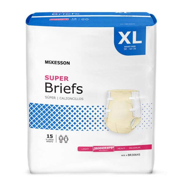 McKesson Unisex Adult Incontinence Brief X-Large - Moderate Absorbency, 58-64 Inch Waist