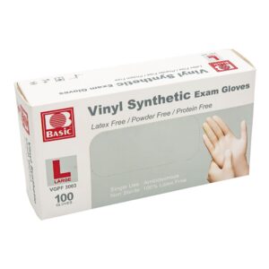 Medline Exam Glove Basic Large NonSterile Vinyl - Clear, Ambidextrous, Powder-Free