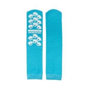 McKesson Paw Prints Unisex Adult Slipper Socks - One Size Fits Most, Teal