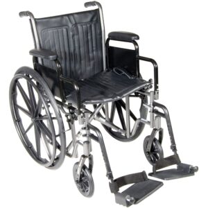 McKesson Dual Axle Wheelchair with 18-Inch Seat, Swing-Away Footrests & Detachable Desk Arms - Black Upholstery