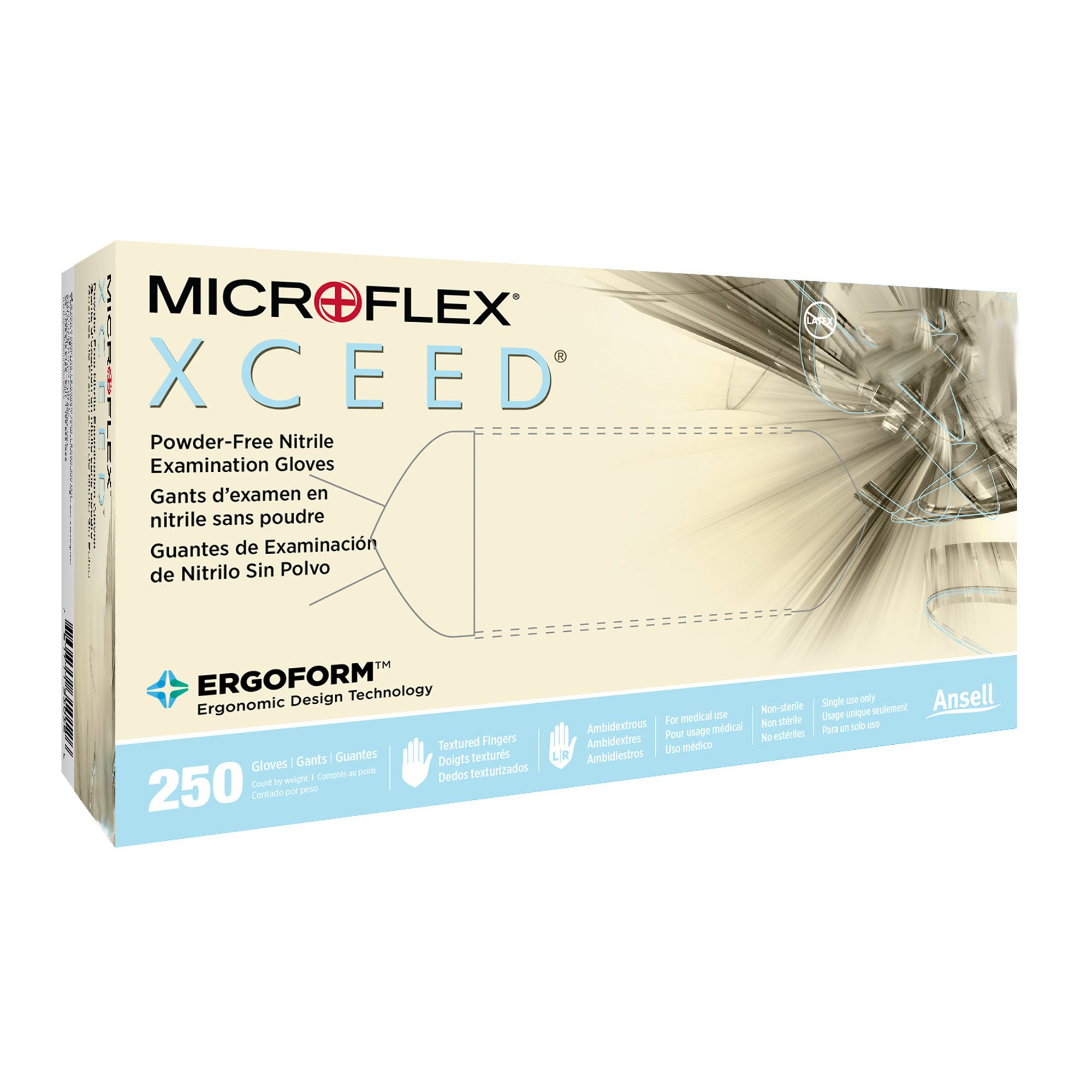XCEED X-Small Non-Sterile Nitrile Exam Gloves - Blue, Textured Fingertips, 250 Pack
