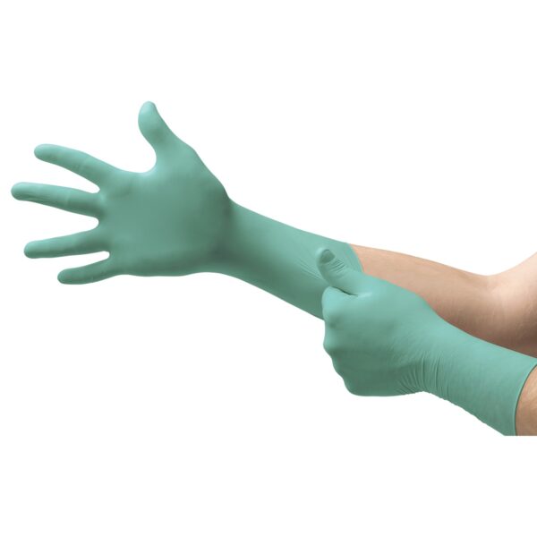 NeoPro EC Large NonSterile Polychloroprene Exam Gloves with Extended Cuff and Textured Fingertips - Green, Chemo Tested - Image 2