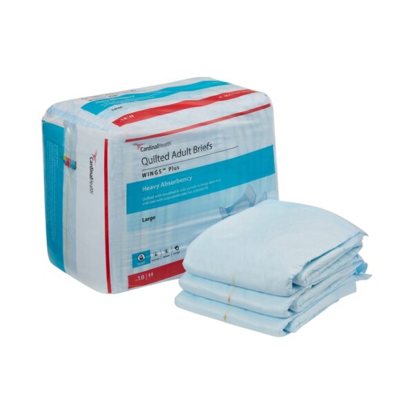 Unisex Adult Incontinence Brief Wings Plus Quilted Large Disposable Heavy Absorbency by Brand 66034