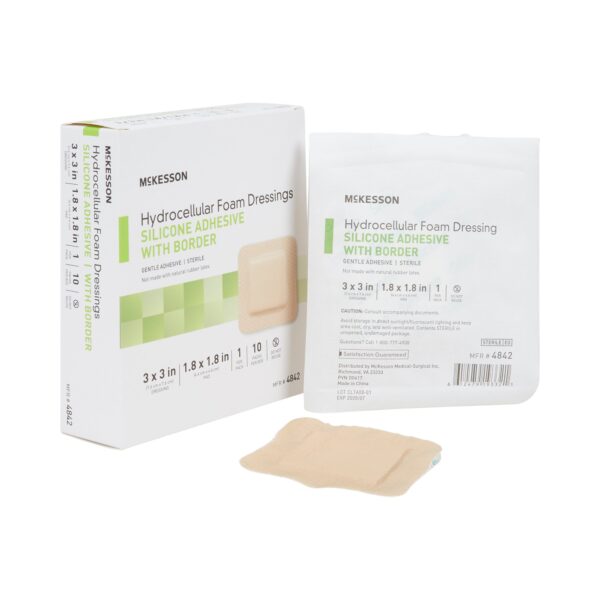 McKesson Foam Dressing 3 x 3 Inch with Border Film Backing and Silicone Gel Adhesive, Sterile - Image 6