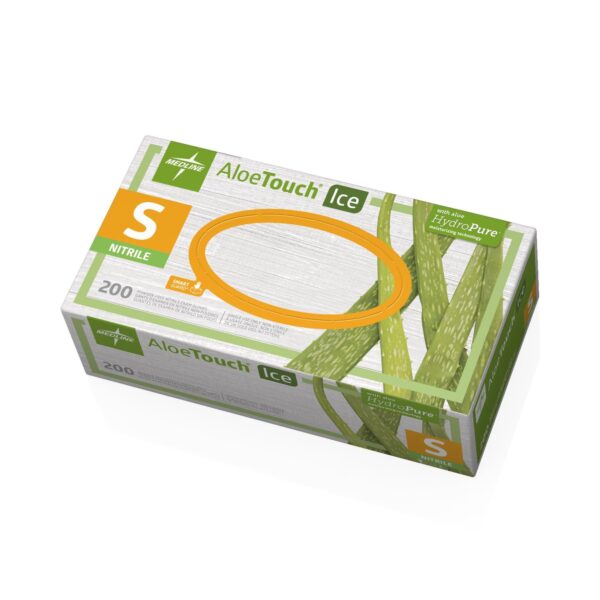 MDS195284 AloeTouch Ice Small Non-Sterile Nitrile Exam Glove with Textured Fingertips - Green - Image 4