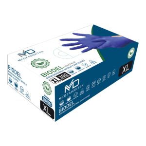 BioDel BDMD05 X-Large Nitrile Exam Gloves * Non-Sterile, Textured Fingertips, Violet Blue, Chemo & Fentanyl Tested