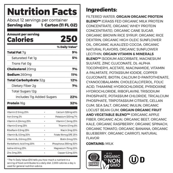 Orgain Organic Nutritional Shake Creamy Chocolate Fudge, 11 oz - Supports Immunity & Muscle Recovery - Image 5