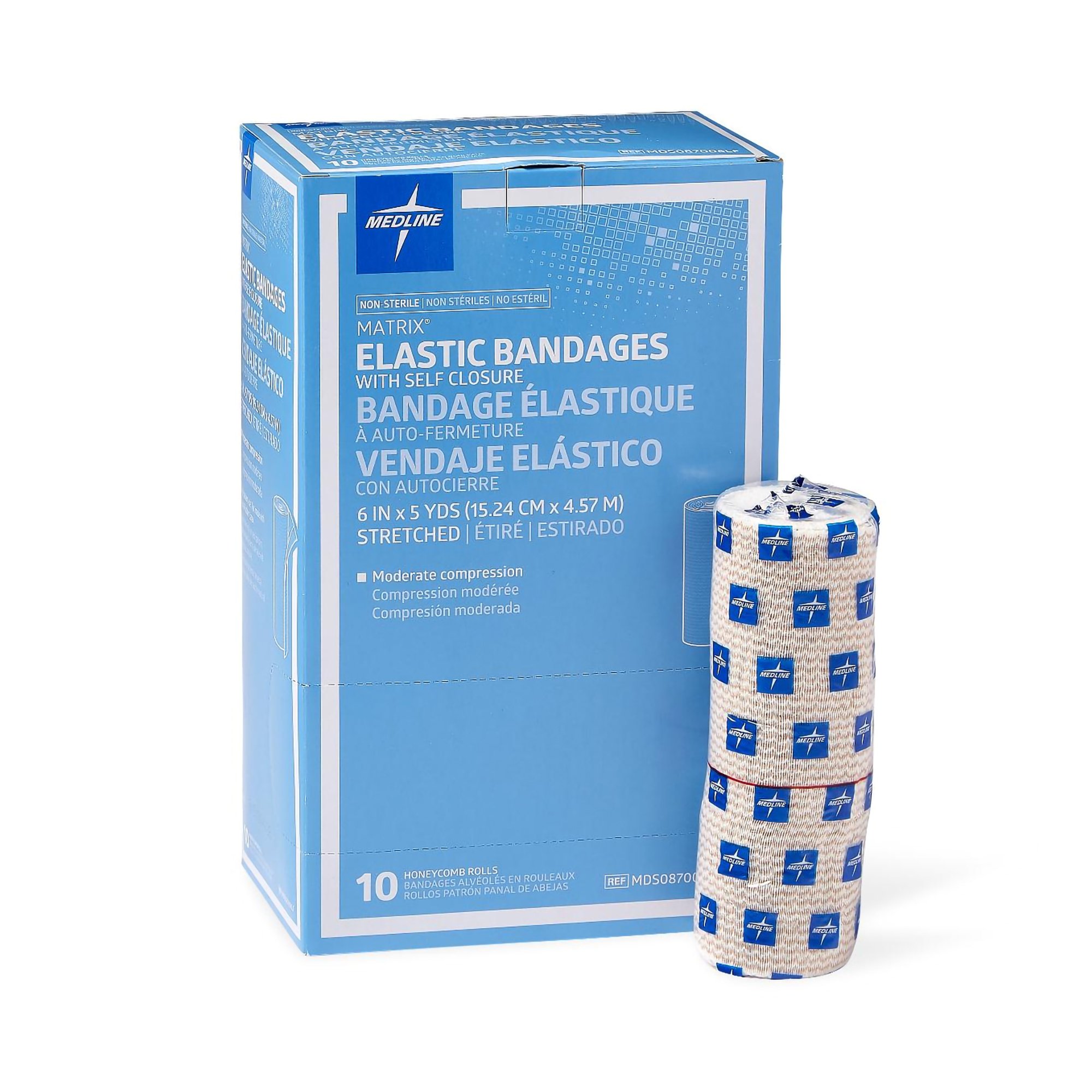 Matrix 498692 Elastic Bandage, 6 Inch x 5 Yard, Medium Compression with Self-Closure, Natural Non-Sterile