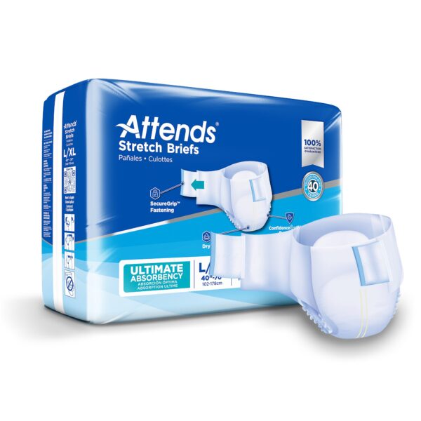 Attends DDSLXL Unisex Adult Incontinence Brief * Heavy Absorbency, Large/Extra Large (40-70 inch Waist)