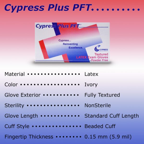 Cypress Plus PFT Medium NonSterile Latex Exam Gloves by Brand - Fully Textured Ivory, Standard Cuff - Image 2