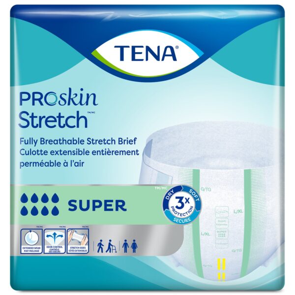 TENA ProSkin Stretch Super Medium Unisex Incontinence Brief - Heavy Absorbency with Triple Protection - Image 2