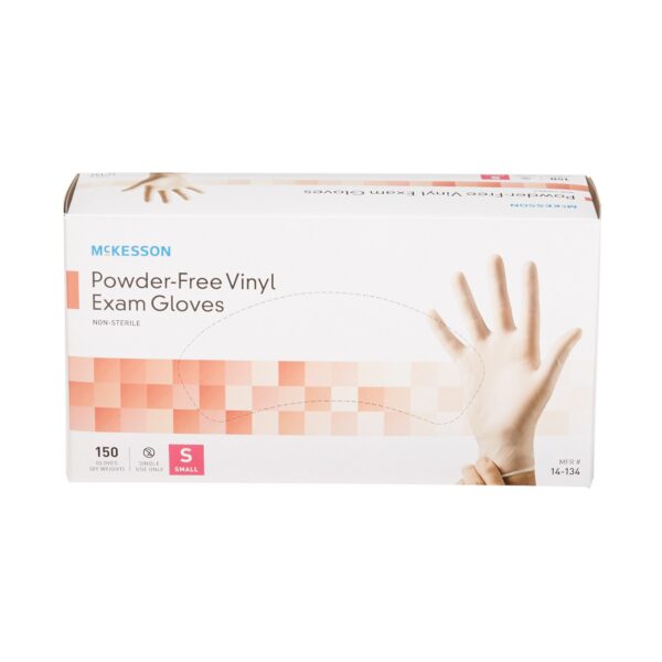 McKesson Small Powder-Free Vinyl Exam Gloves - Clear, Non-Sterile, Standard Cuff - Image 5