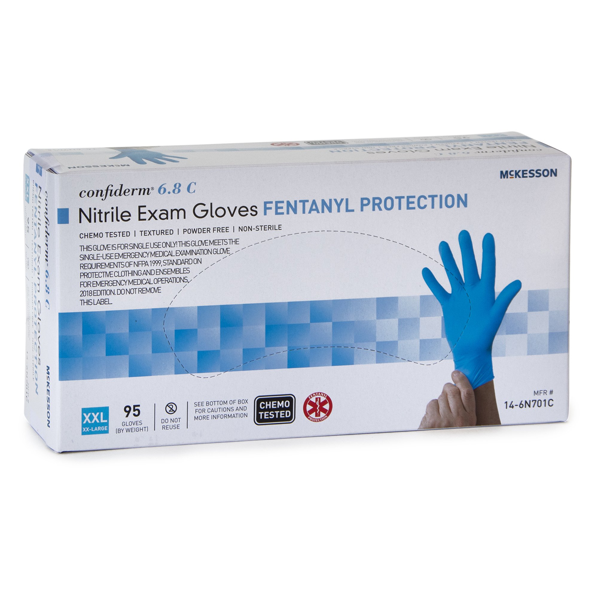 McKesson Confiderm 6.8C 2X-Large Nitrile Exam Gloves * Chemotherapy and Fentanyl Resistant
