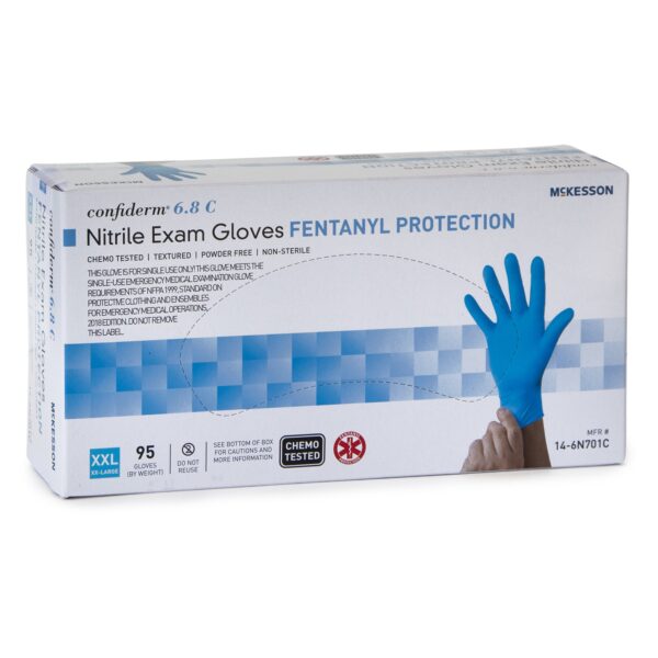 McKesson Confiderm 6.8C 2X-Large Blue Nitrile Exam Gloves - Chemotherapy & Fentanyl Permeation Resistant