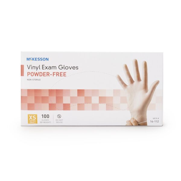 McKesson X-Small Vinyl Exam Gloves - NonSterile, Clear, Standard Cuff, 100 Pack - Image 5