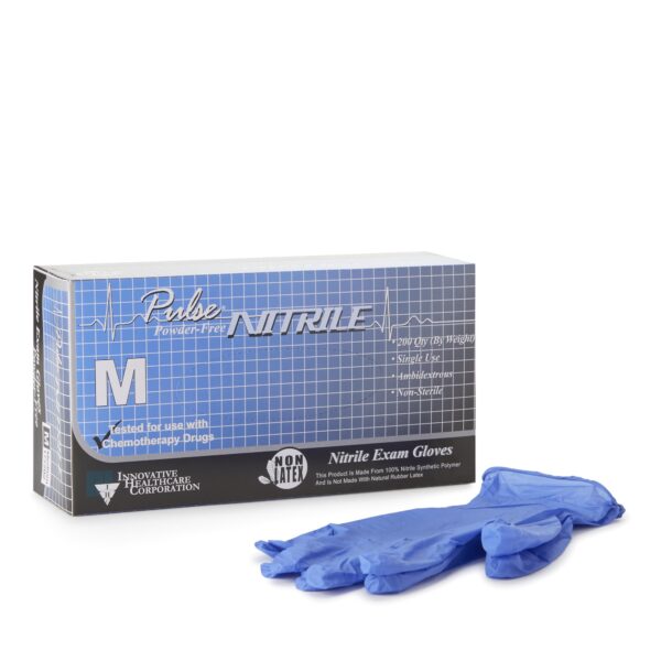 Pulse Nitrile Exam Gloves by Brand - Medium, Non-Sterile, Textured Fingertips, Aqua Blue, Chemo & Fentanyl Tested