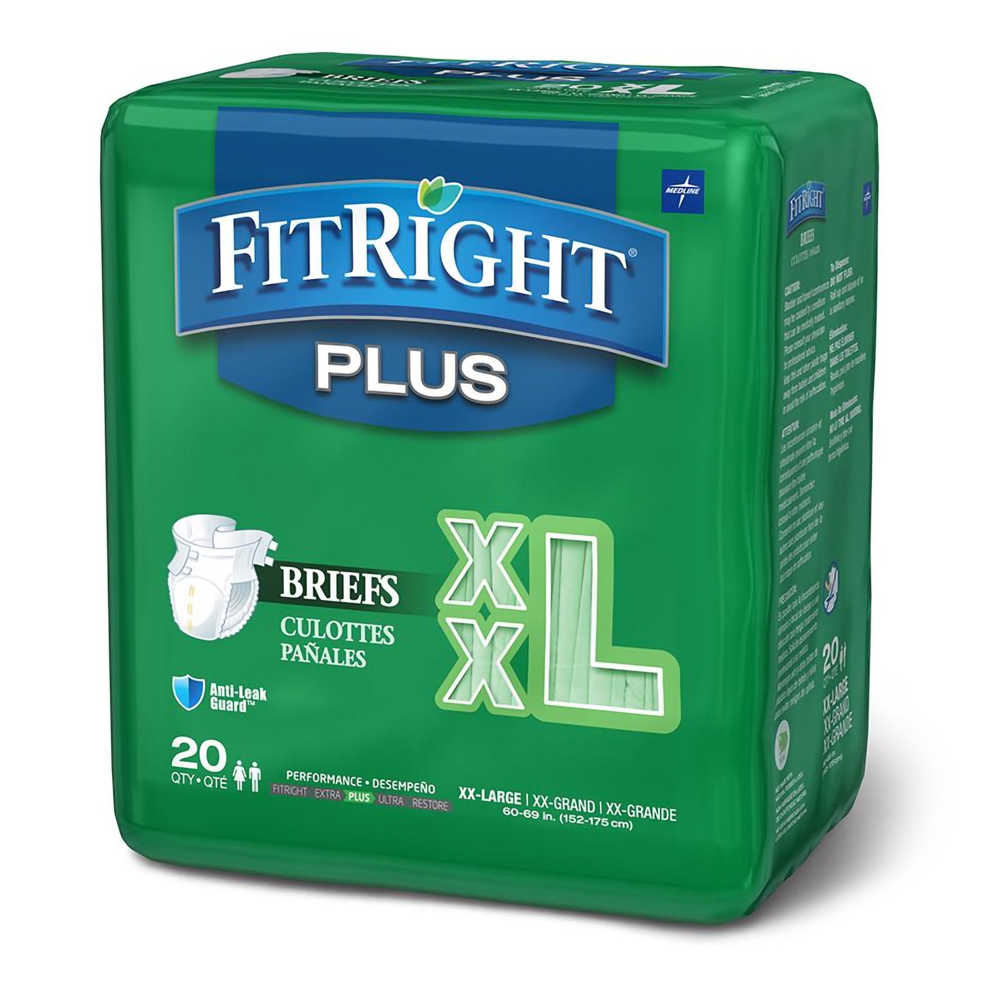 FitRight Plus 2X-Large Unisex Adult Incontinence Brief by CS - Moderate Absorbency