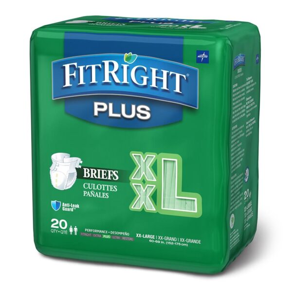 FitRight Plus 2X-Large Unisex Adult Incontinence Brief - Moderate Absorbency