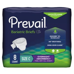 Prevail Bariatric Size C Unisex Adult Incontinence Brief with Heavy Absorbency * Disposable, Breathable Design, and Odor Control