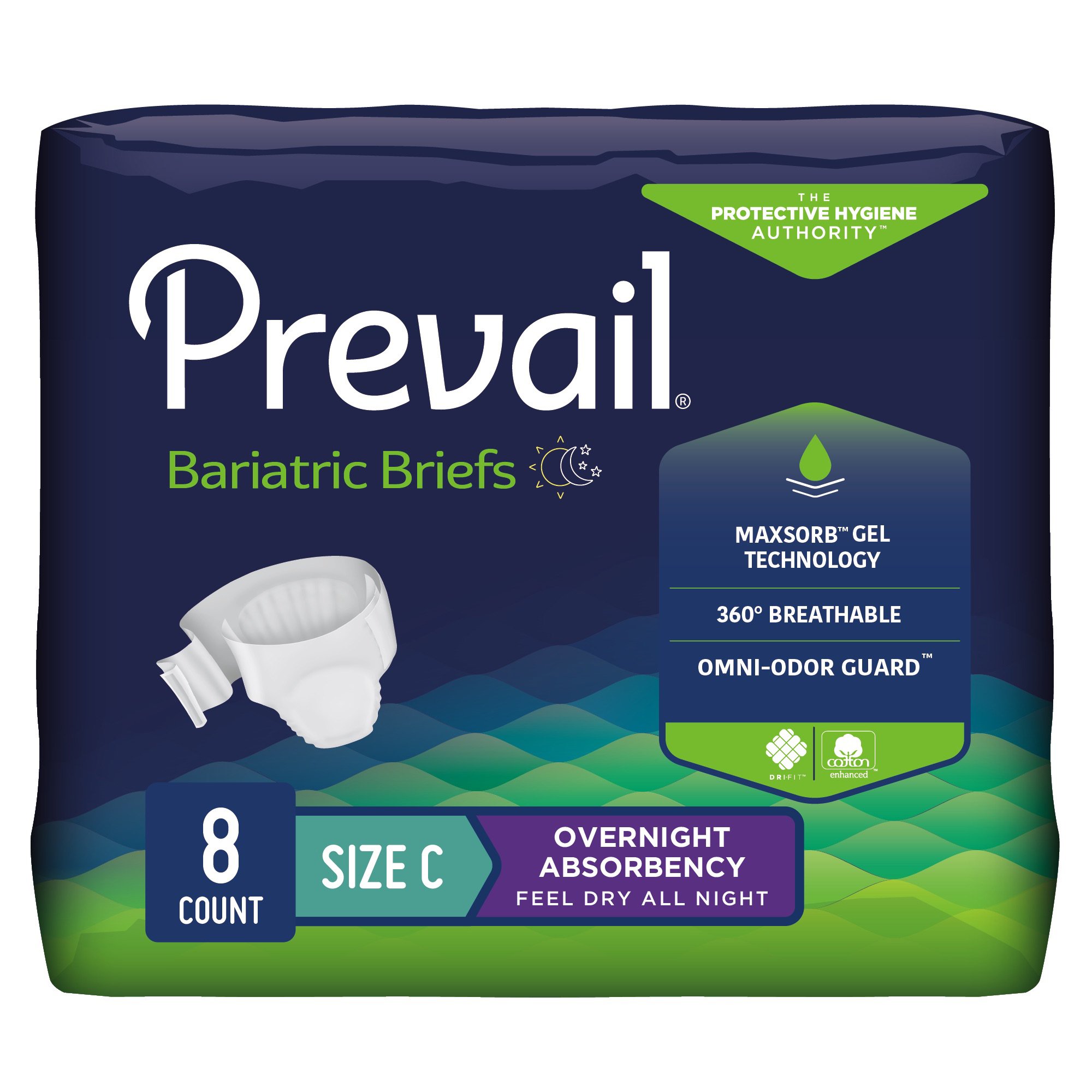 Prevail Bariatric Size C Unisex Adult Incontinence Brief with Heavy Absorbency * Disposable, Breathable Design, and Odor Control
