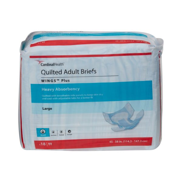 Unisex Adult Incontinence Brief Wings Plus Quilted Large Disposable Heavy Absorbency by Brand 66034 - Image 2