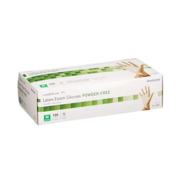 McKesson Confiderm Medium Non-Sterile Latex Exam Gloves - Ivory, Standard Cuff with Fully Textured Exterior - Image 6